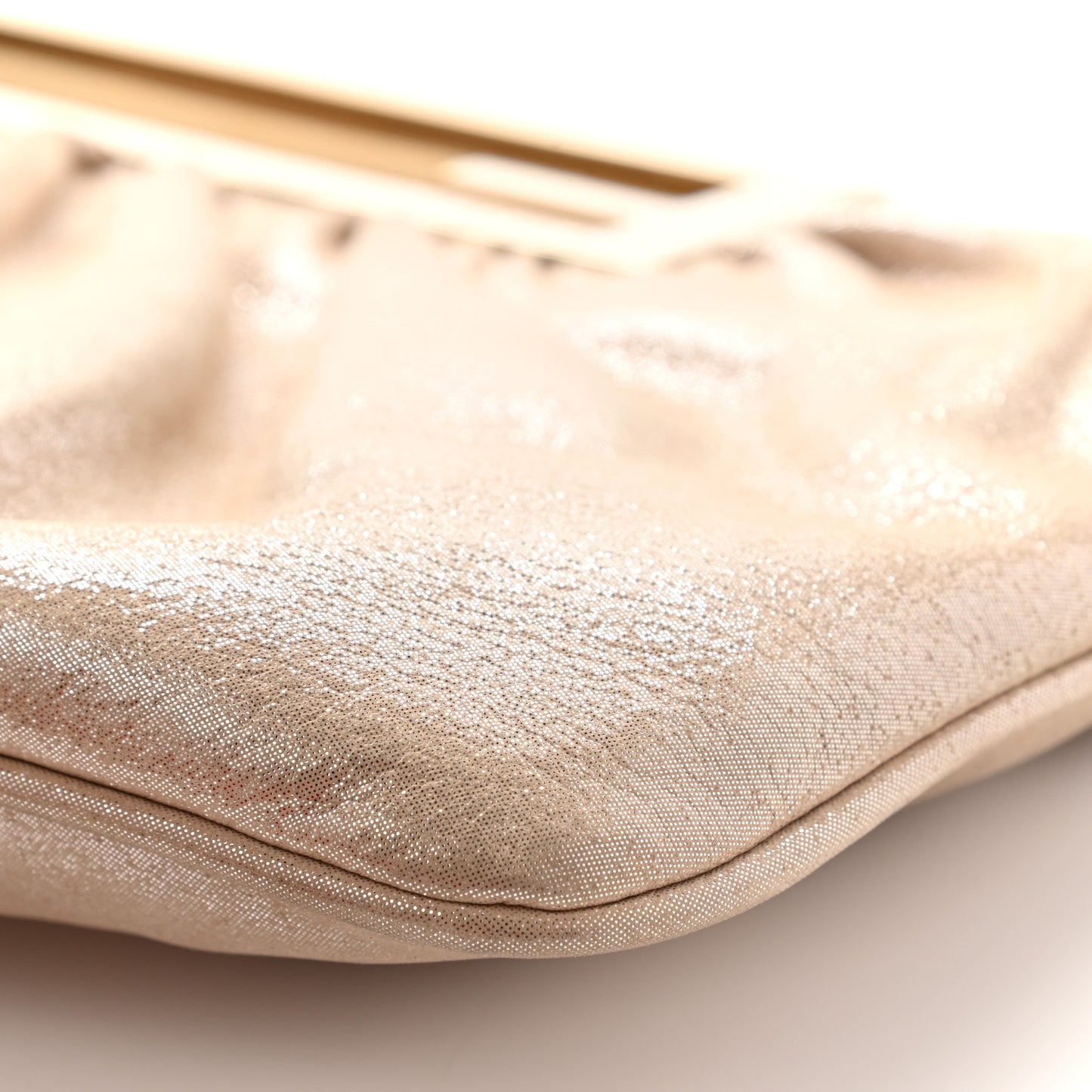 Metallic Lurex FF Cutout Baguette Clutch Gold