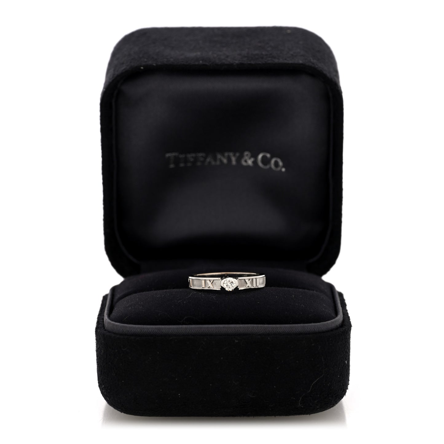 18K White Gold Diamond Atlas Solitaire Band Ring 49 5
