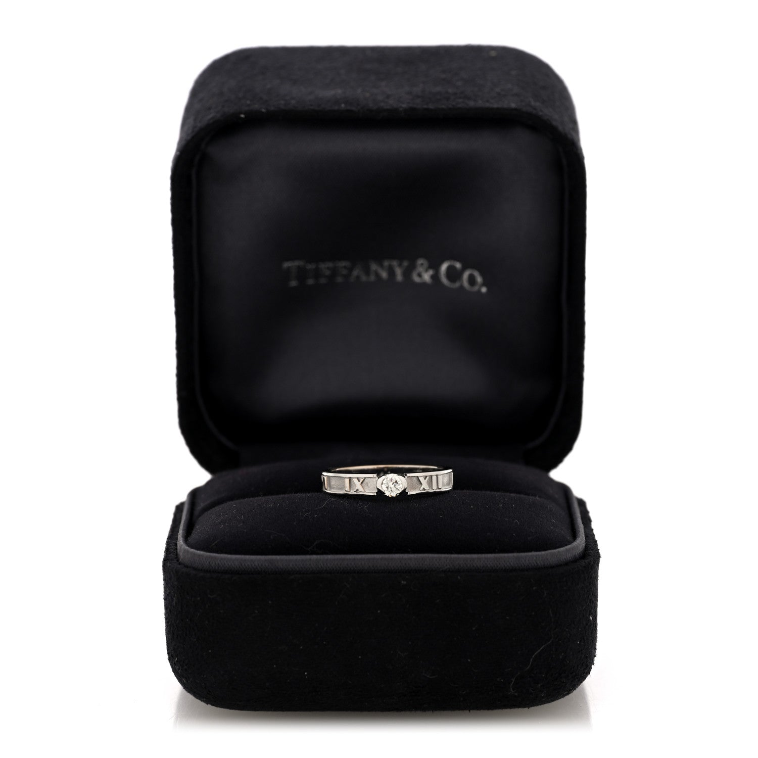Tiffany 18K White Gold Diamond Atlas Solitaire Band Ring 49 5 5 of 5