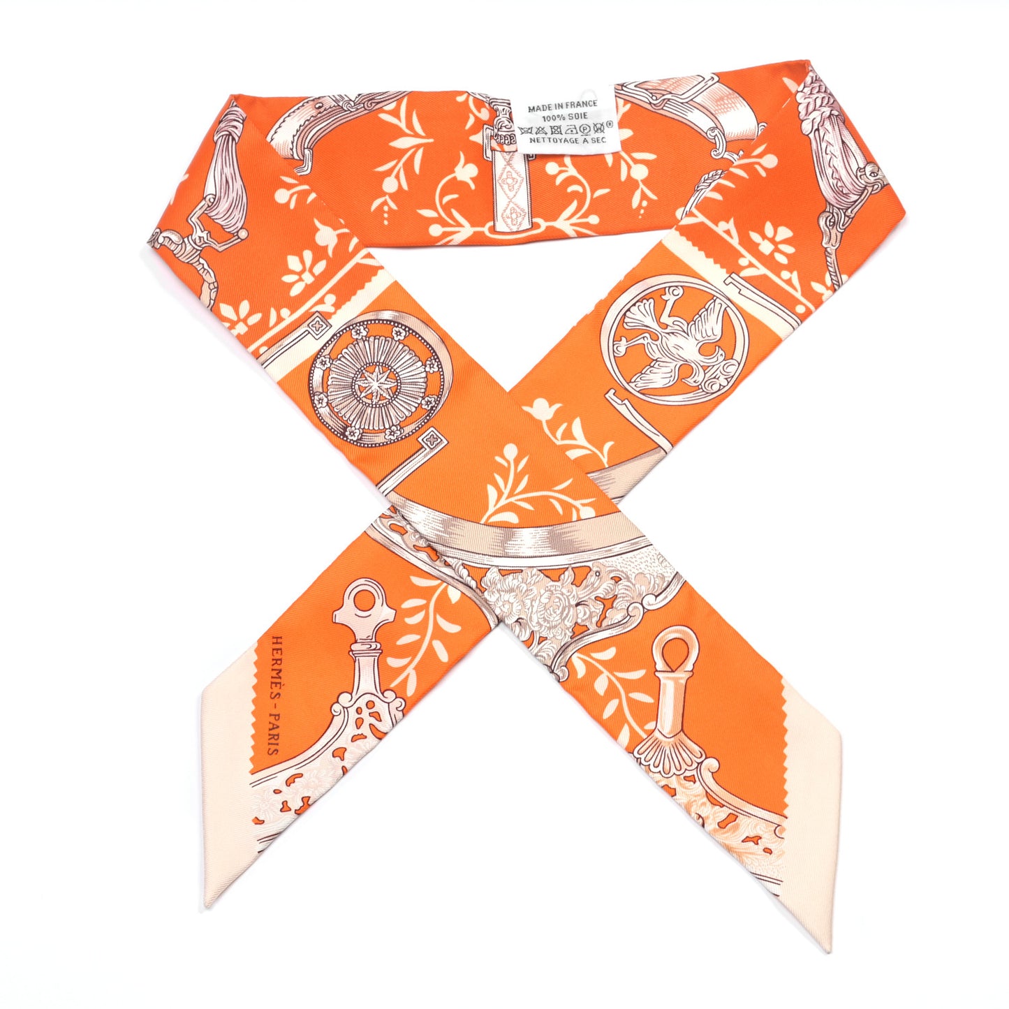 Silk Etriers Remix Twilly Orange Creme Beige