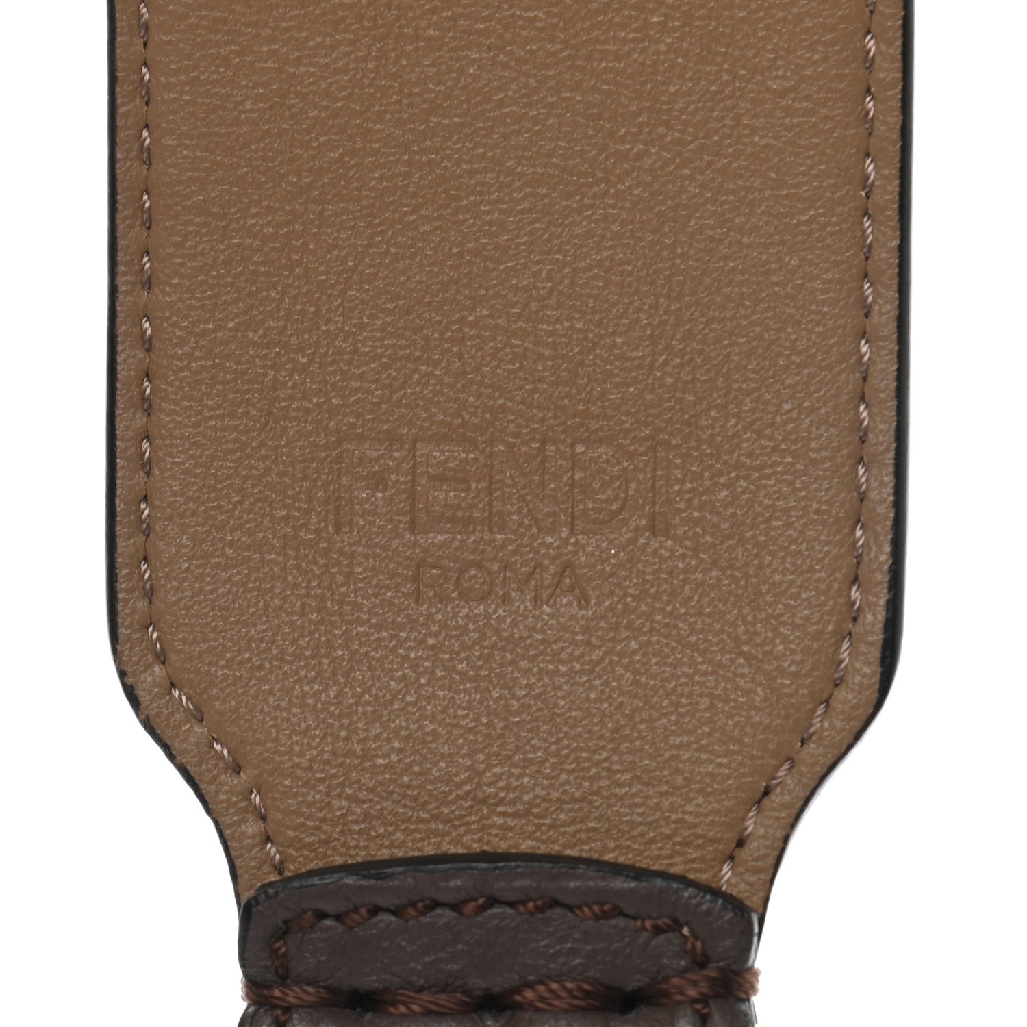 Fendi Calfskin FF 1974 Embossed Strap You Brown 4 of 5