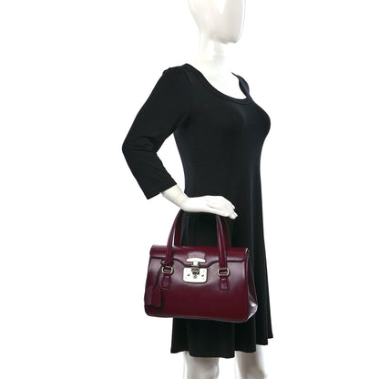 Gucci Regent Calfskin Medium Lady Lock Satchel Purple Wine 2 of 9