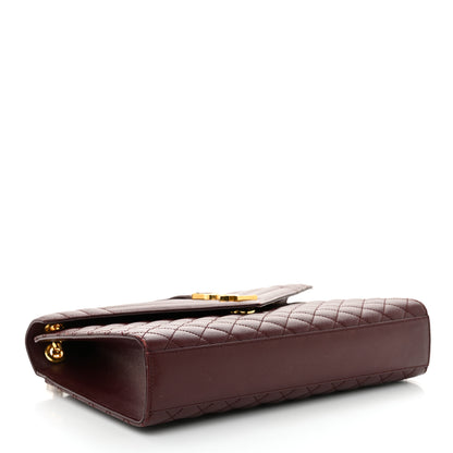 Saint Laurent Grain De Poudre Mixed Matelasse Large Triquilt Monogram Satchel Rouge Legion 4 of 16