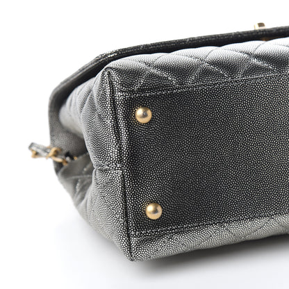 Chanel Metallic Caviar Quilted Small Coco Handle Flap Silver 7 of 9