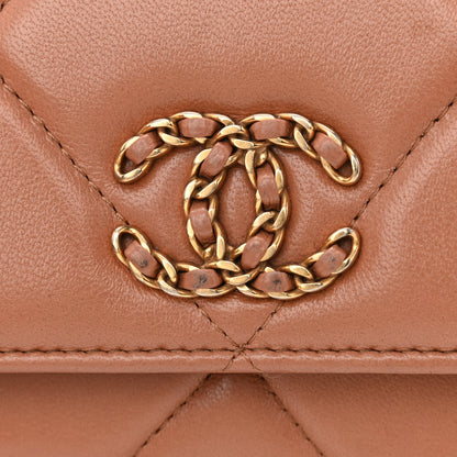 Chanel Lambskin Quilted Chanel 19 Wallet On Chain WOC Brown 12 of 14
