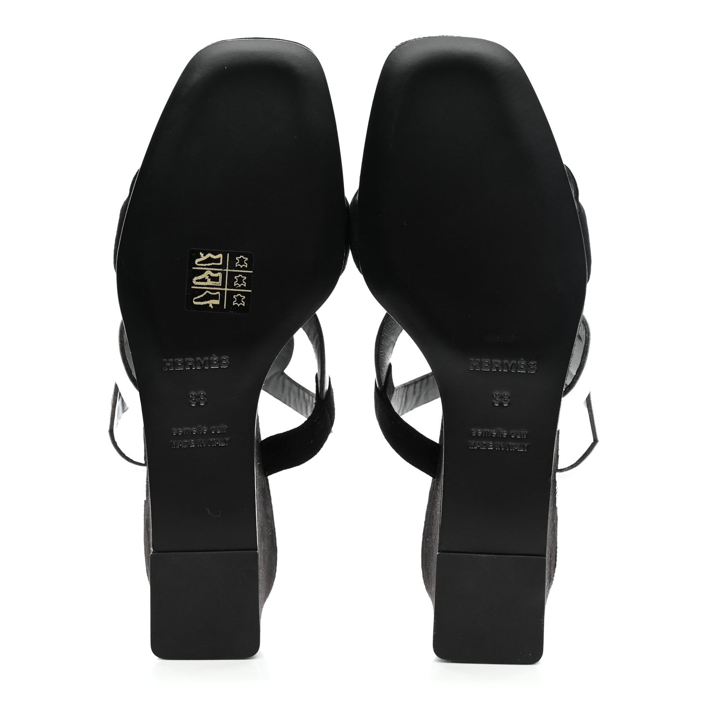 Metallic Nappa Suede Goatskin Figari 55 Sandals 38 Black Argent