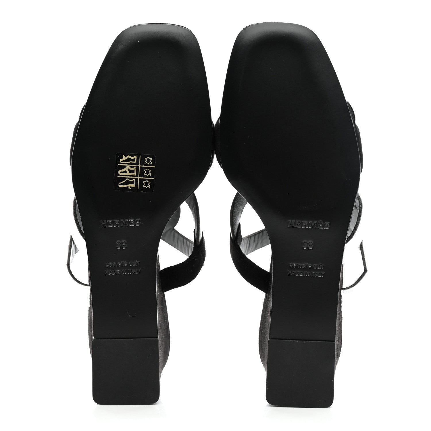 Hermes Metallic Nappa Suede Goatskin Figari 55 Sandals 38 Black Argent 5 of 8