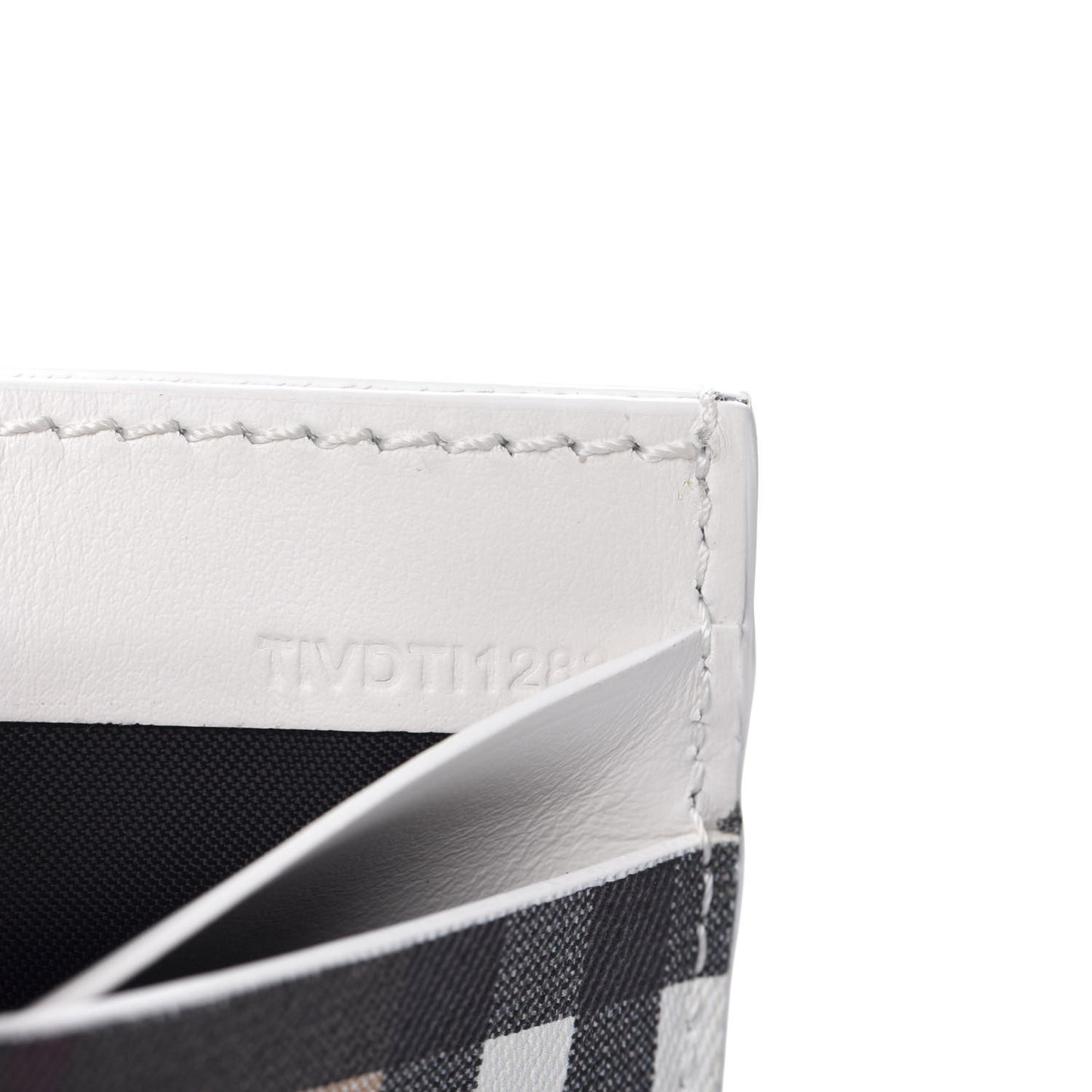 Vintage Check Calfskin Sandon Card Case White