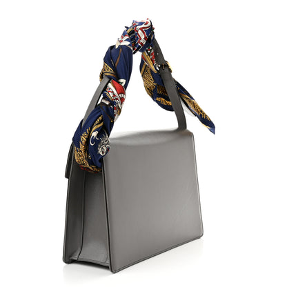 Gucci Textured Calfskin Silk Scarf Medium Torchon GG Ring Shoulder Bag Grey 3 of 10