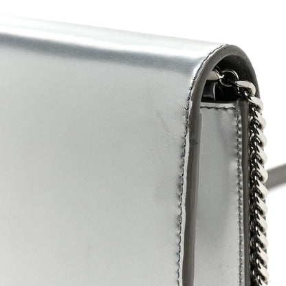 Saint Laurent Metallic Calfskin Kate Monogram Tassel Chain Wallet Silver 15 of 15