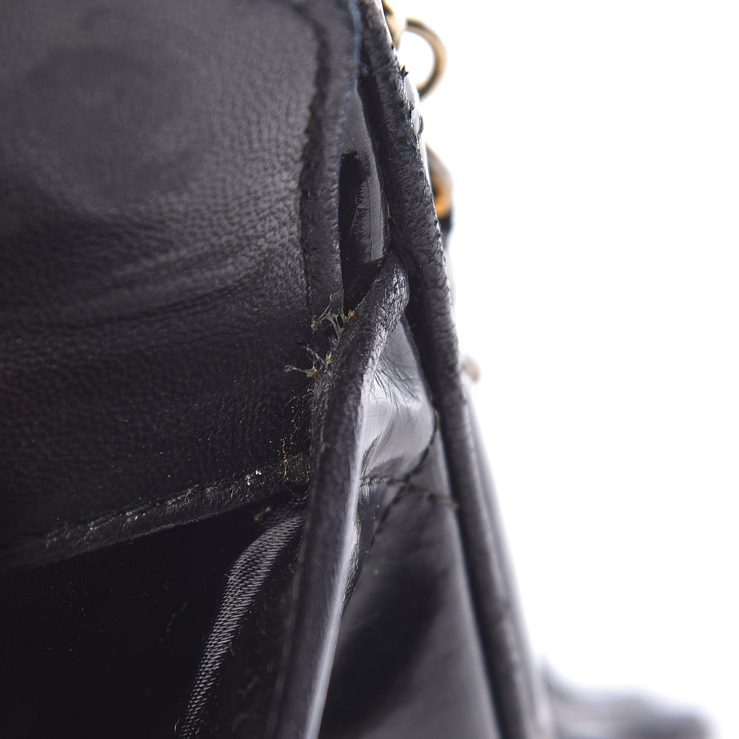 Patent Quilted Tassel Small Camera Case Black