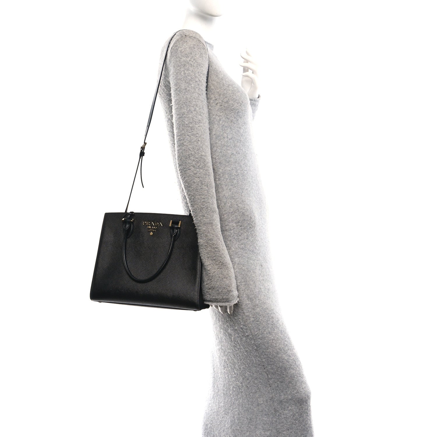 Prada Saffiano Soft Calfskin Large Tote Black 2 of 10
