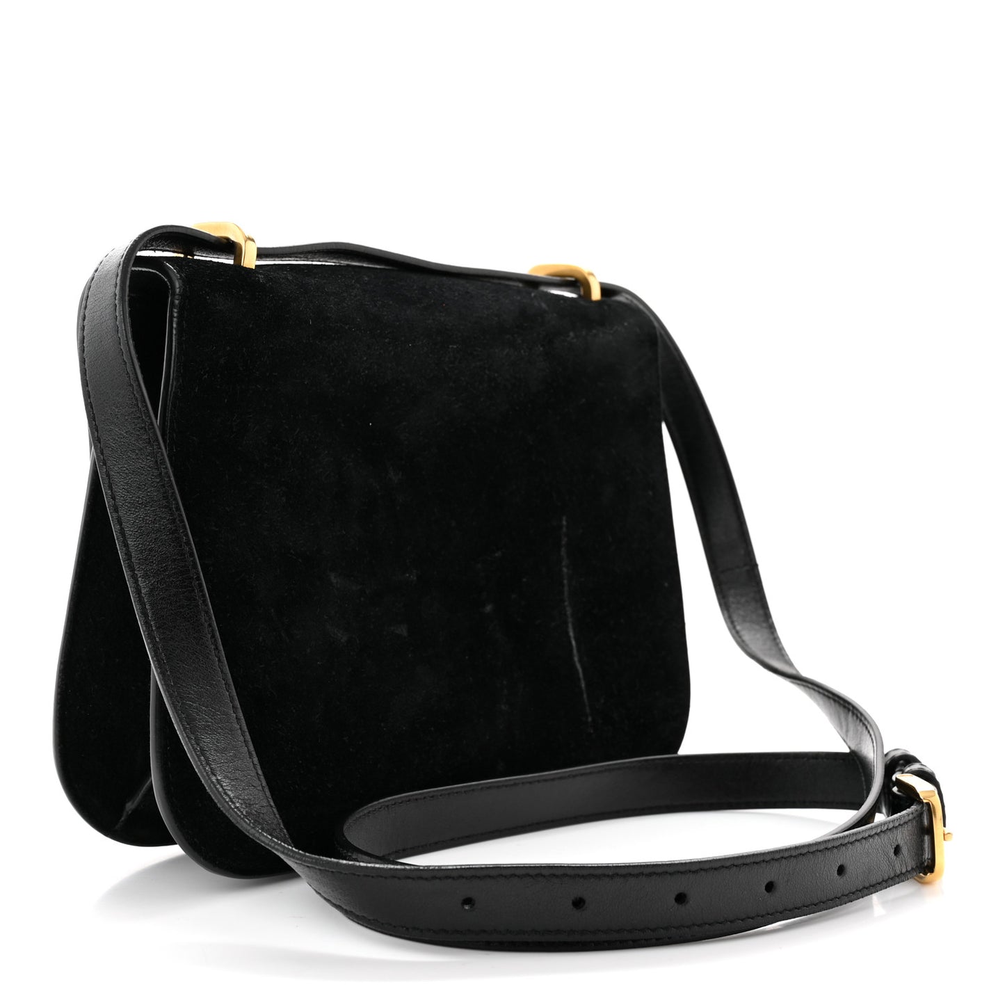 Suede Small Spontini Saddle Bag Black