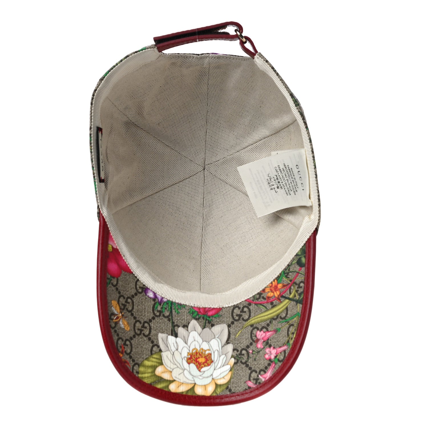 Gucci GG Supreme Flora Claudia Baseball Hat 58 L Red 5 of 7