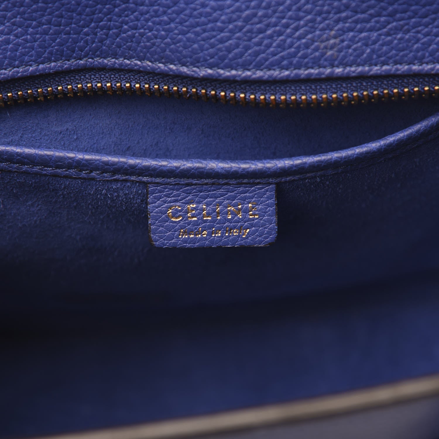 Celine Drummed Calfskin Nano Luggage Indigo 5 of 8