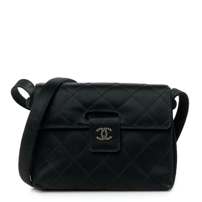 Chanel Satin Quilted Crystal CC Mini Square Flap Black 1 of 11