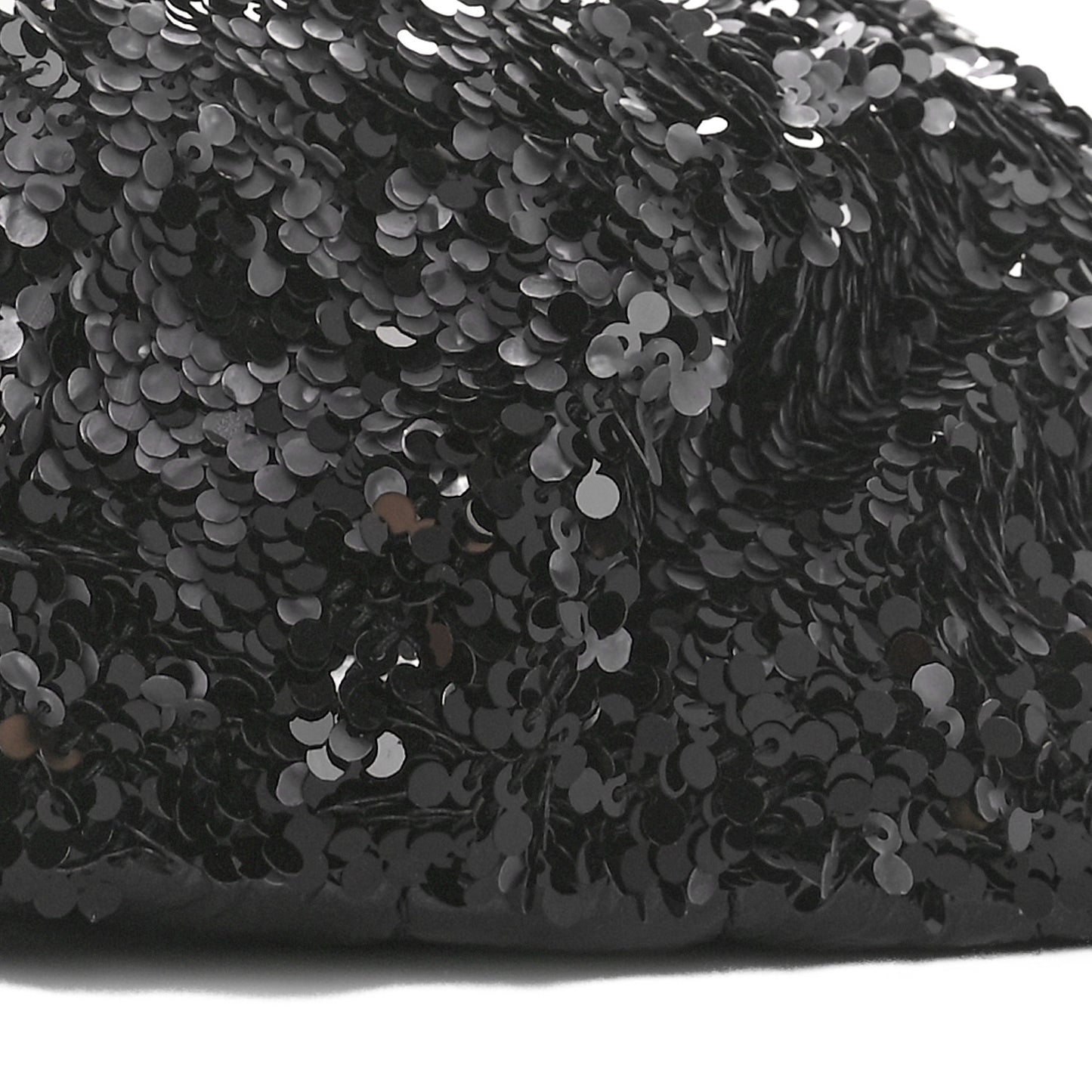 Sequin Shiny Aged Calfskin Sparkling City Waist Bag Fanny Pack Black Silver