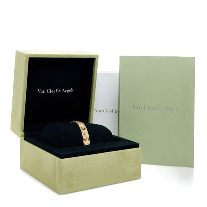 Van Cleef & Arpels 18K Yellow Gold Diamond Perlee Clovers Bangle Bracelet M 1 of 4