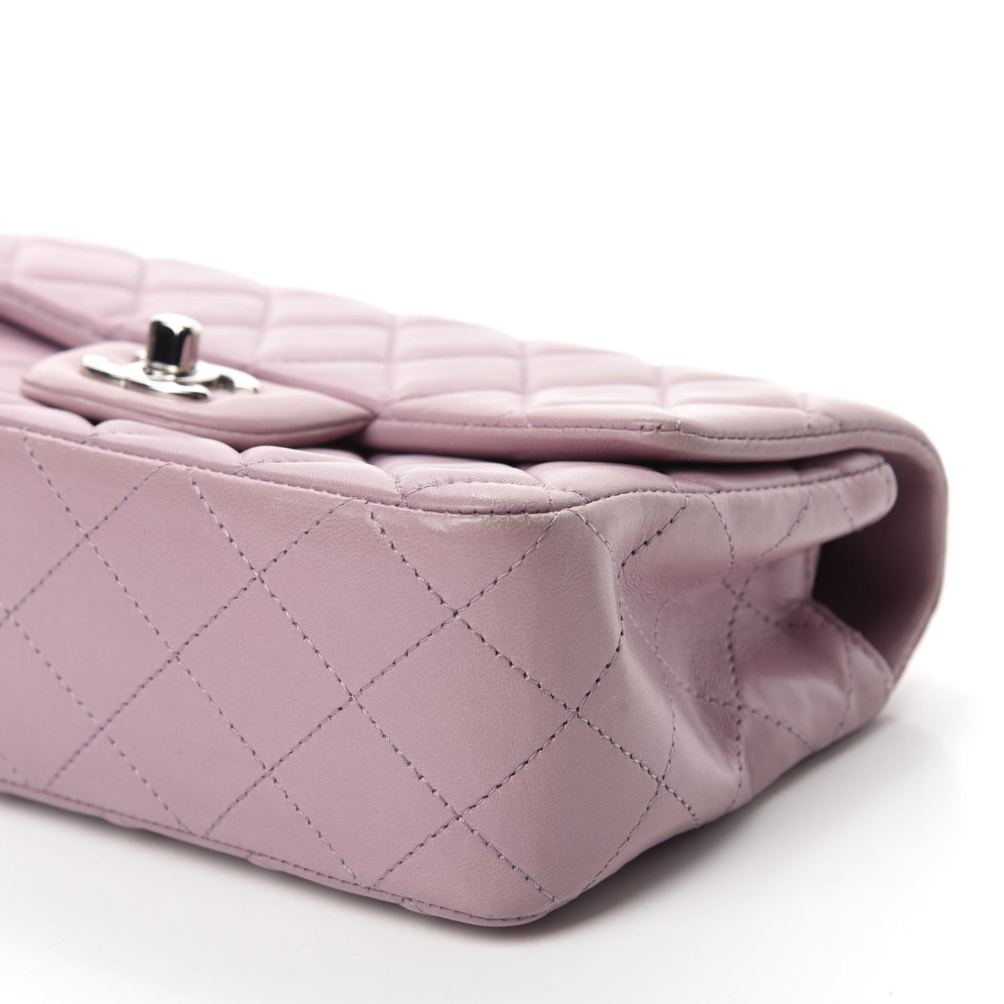 Lambskin Quilted Mini Rectangular Flap Light Purple