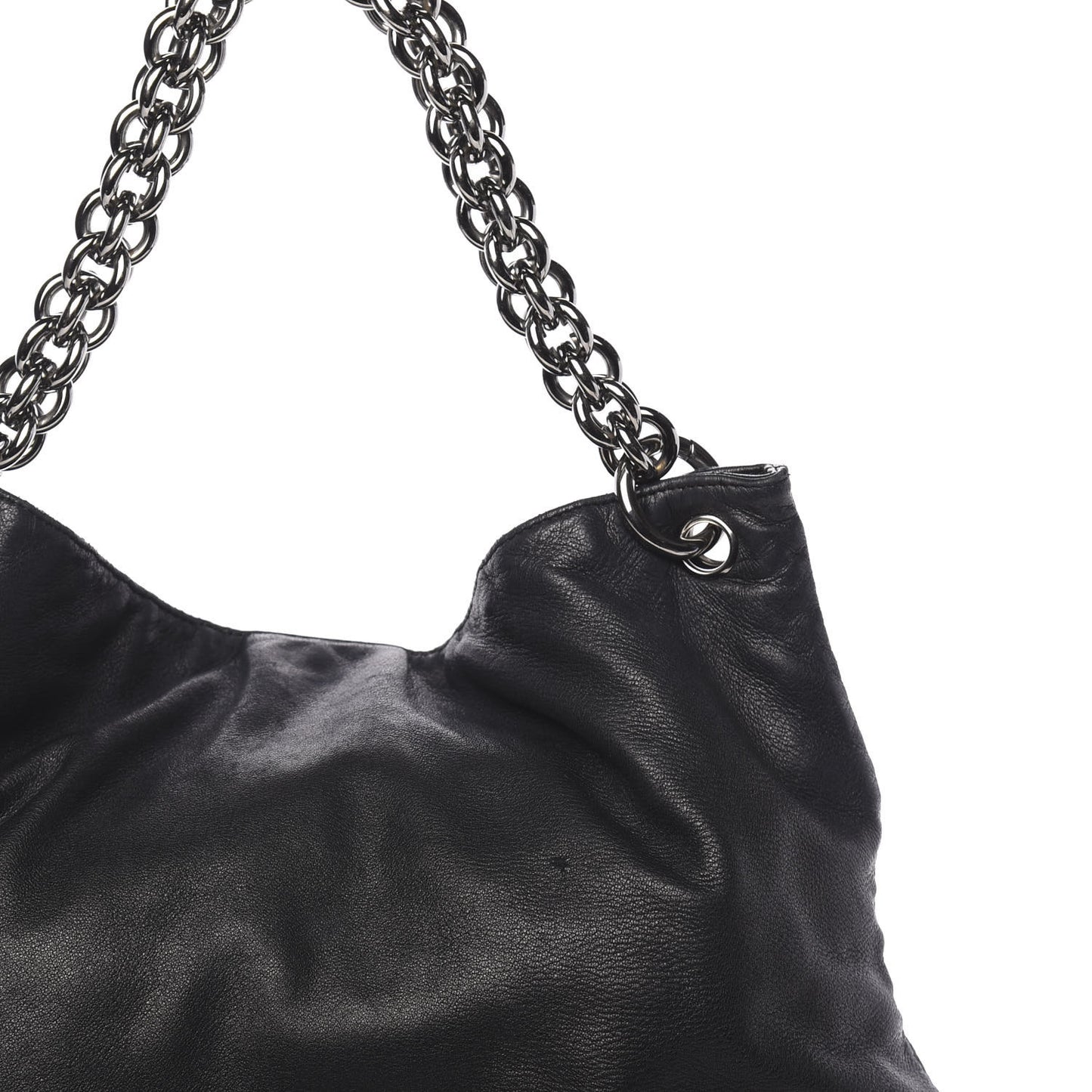 Lambskin Soft and Chain Large Hobo Black