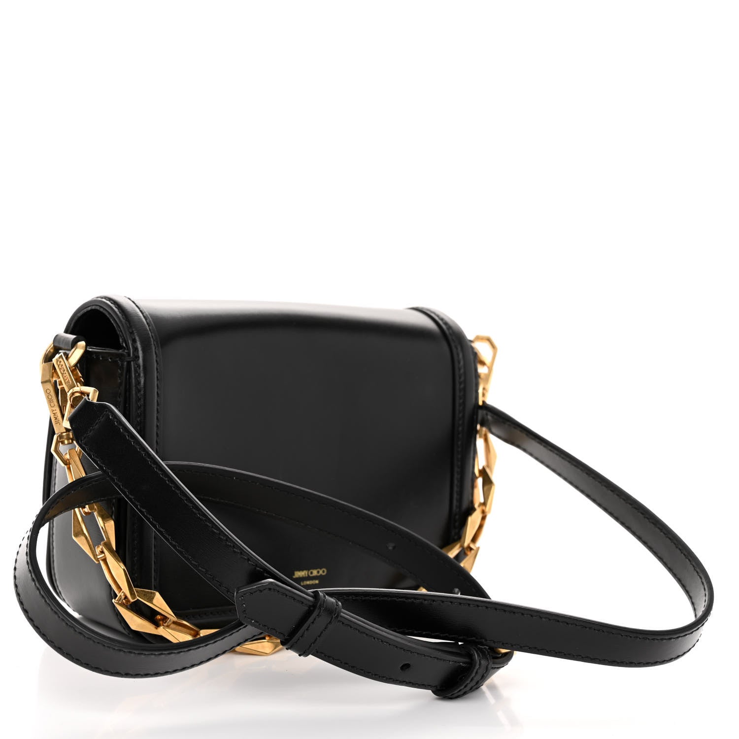 Jimmy Choo Box Calfskin Diamond Crossbody Bag Black 1479022