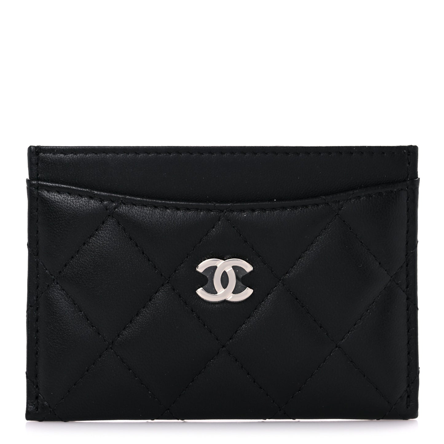 Lambskin Quilted Card Holder Black