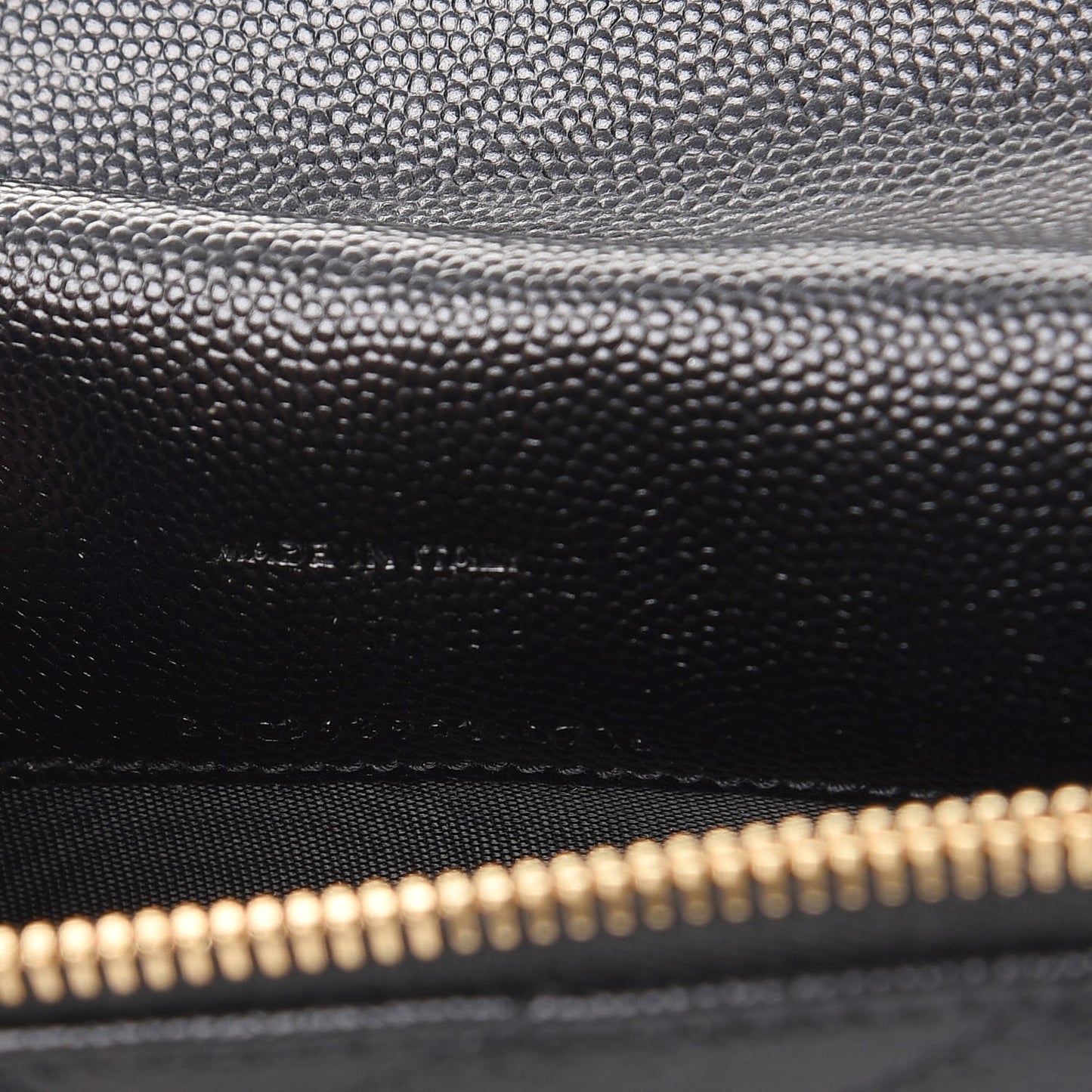 Grain De Poudre Matelasse Chevron Monogram Envelope Chain Wallet Black