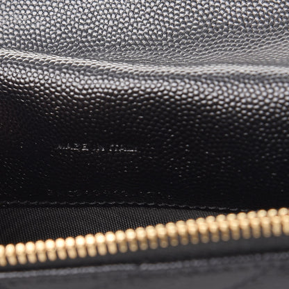 Saint Laurent Grain De Poudre Matelasse Chevron Monogram Envelope Chain Wallet Black 8 of 9