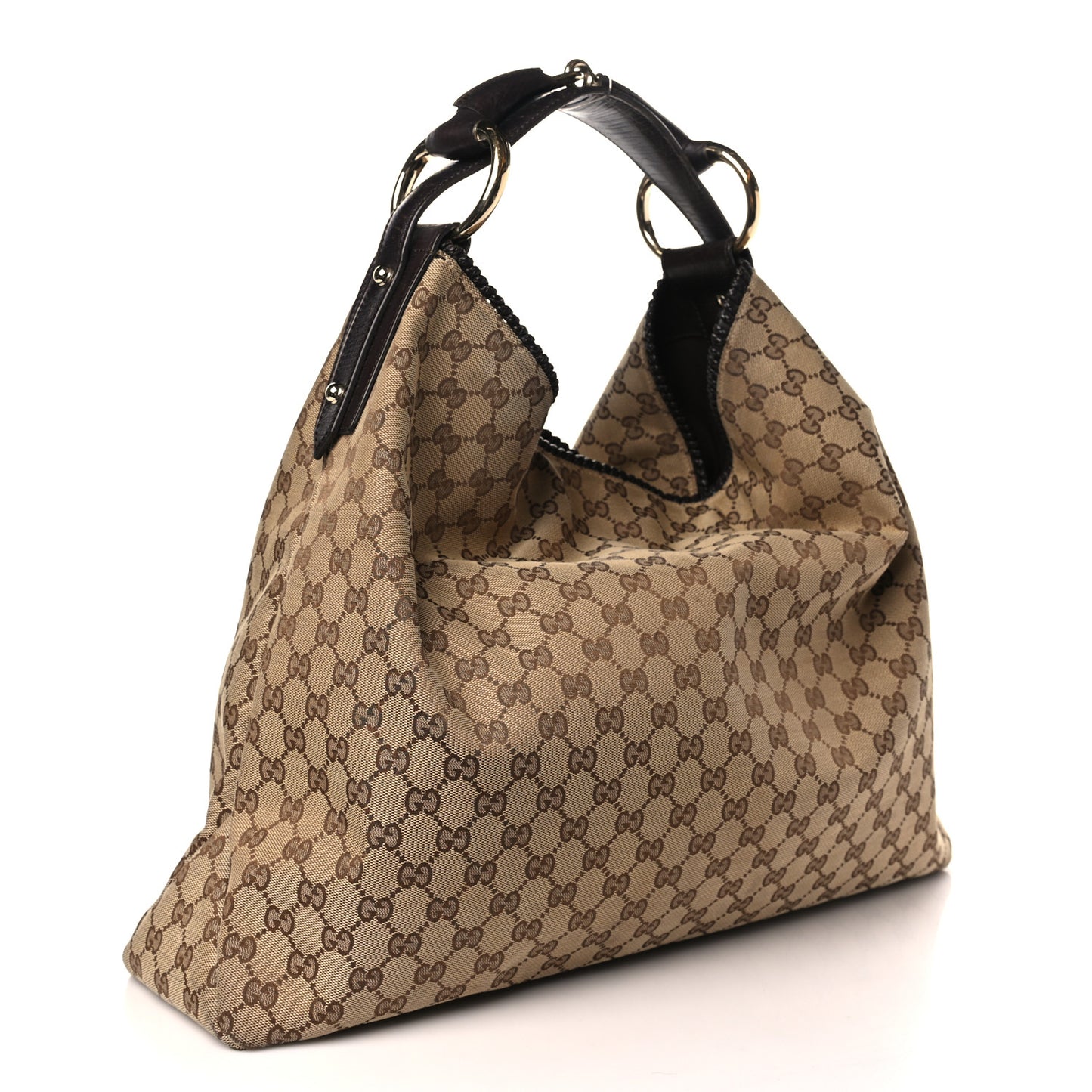 Monogram Large Horsebit Chain Hobo Dark Brown