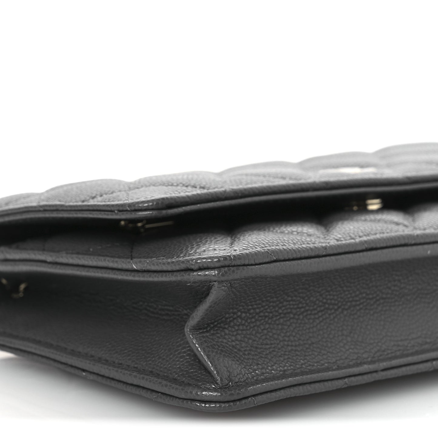 Caviar Quilted Wallet on Chain WOC Grey