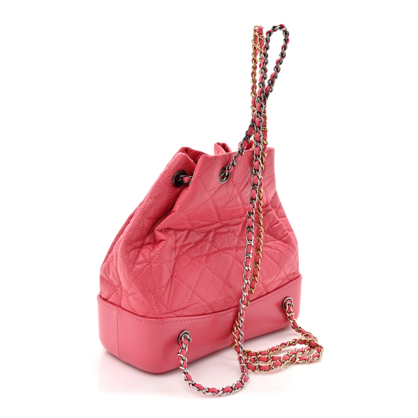 Aged Calfskin Quilted Small Gabrielle Backpack Dark Pink