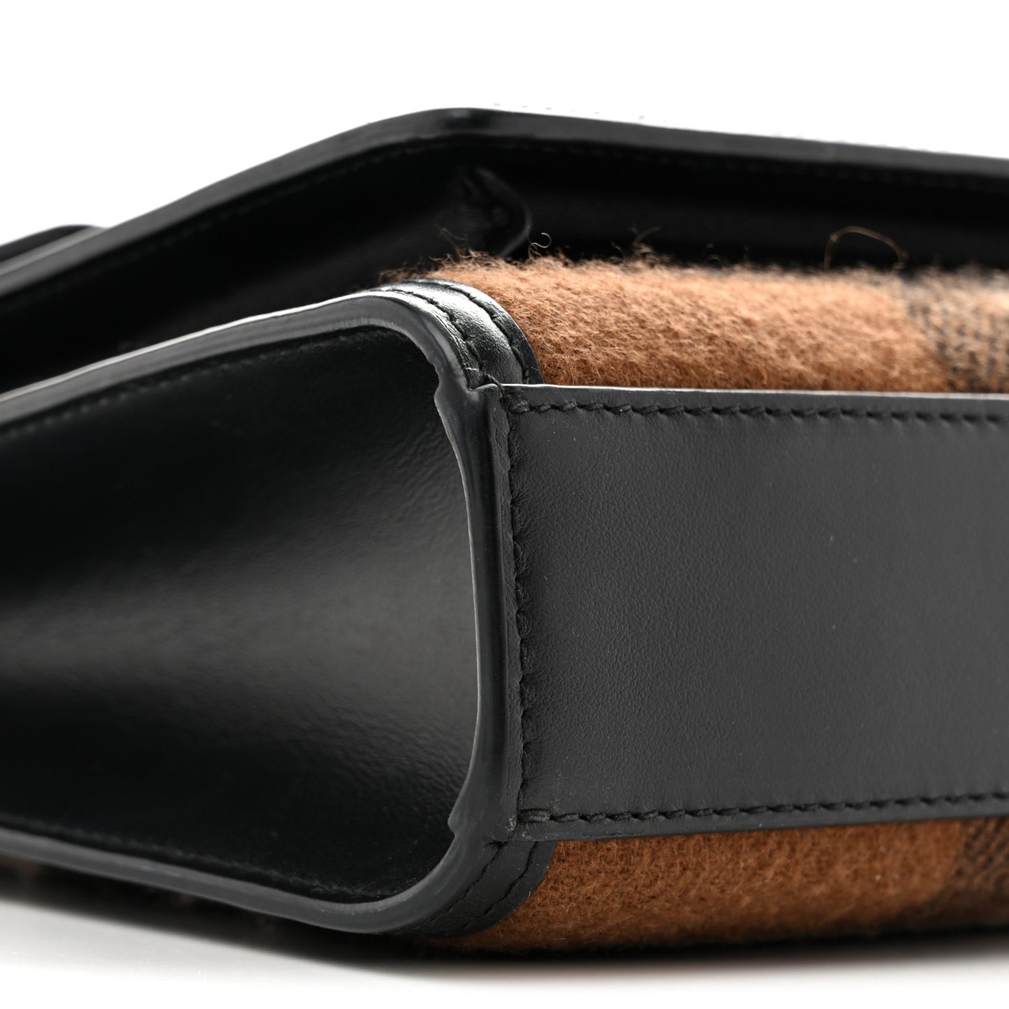 Smooth Calfskin Cashmere Check Mini Pocket Bag Brown