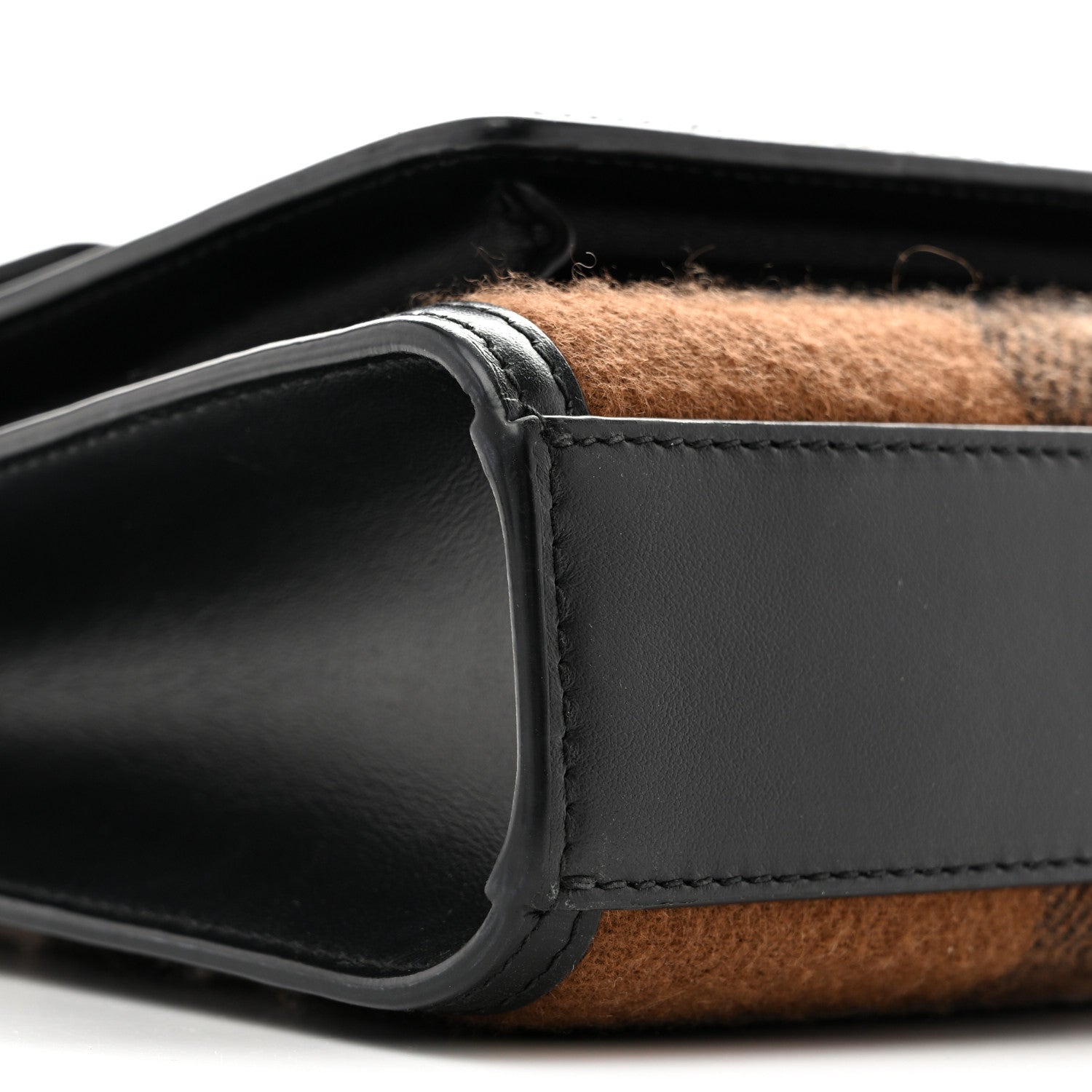 Burberry Smooth Calfskin Cashmere Check Mini Pocket Bag Brown 8 of 14