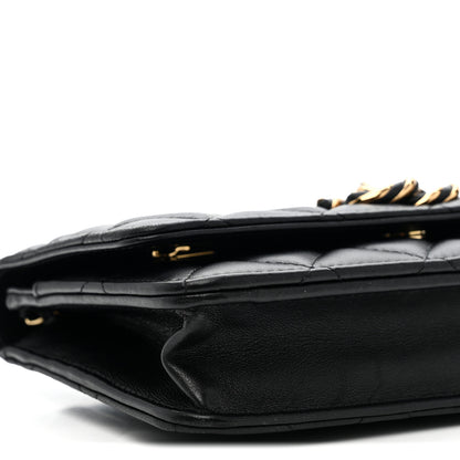 Chanel Lambskin Quilted Twisted CC Wallet On Chain WOC Black 10 of 11