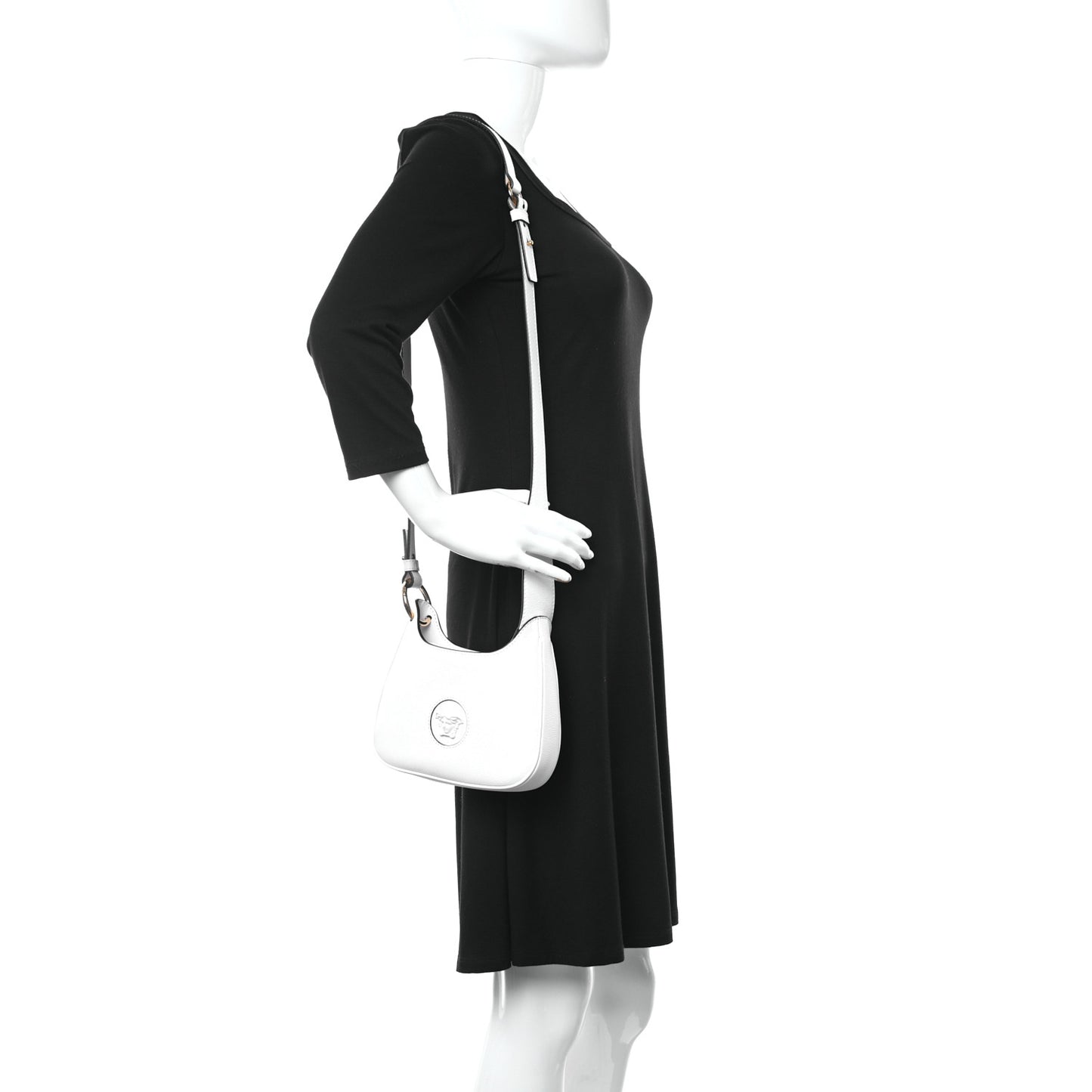 Calfskin La Medusa Small Hobo Crossbody Optical White