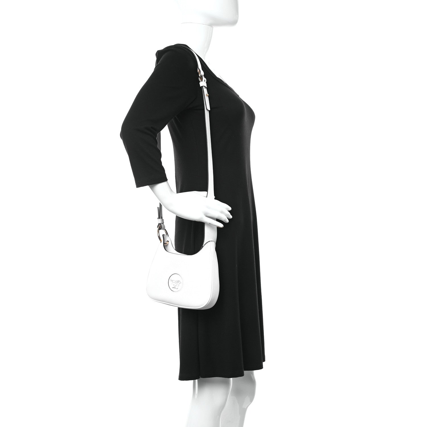 Versace Calfskin La Medusa Small Hobo Crossbody Optical White 2 of 10