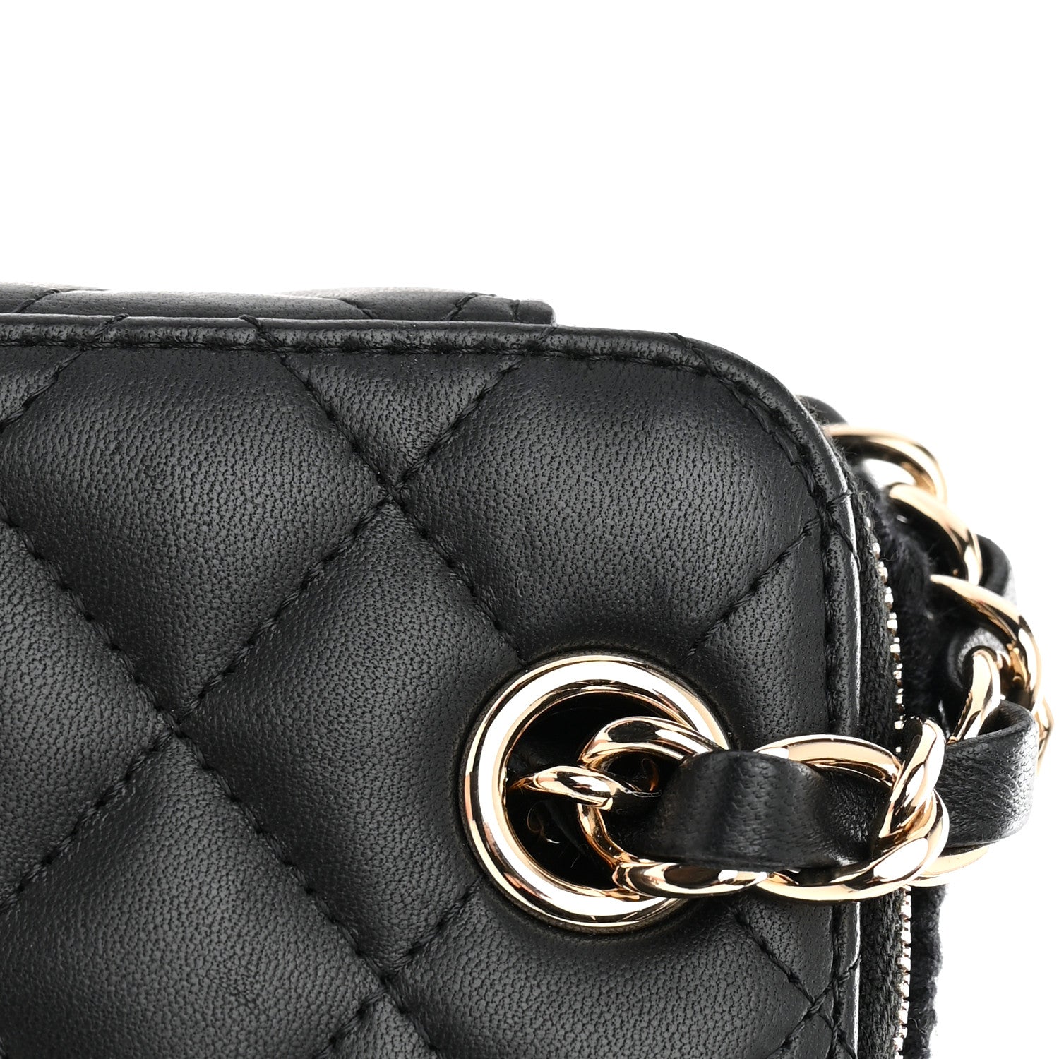 Chanel Lambskin Crochet Small Vanity Case With Chain Black 16 of 17
