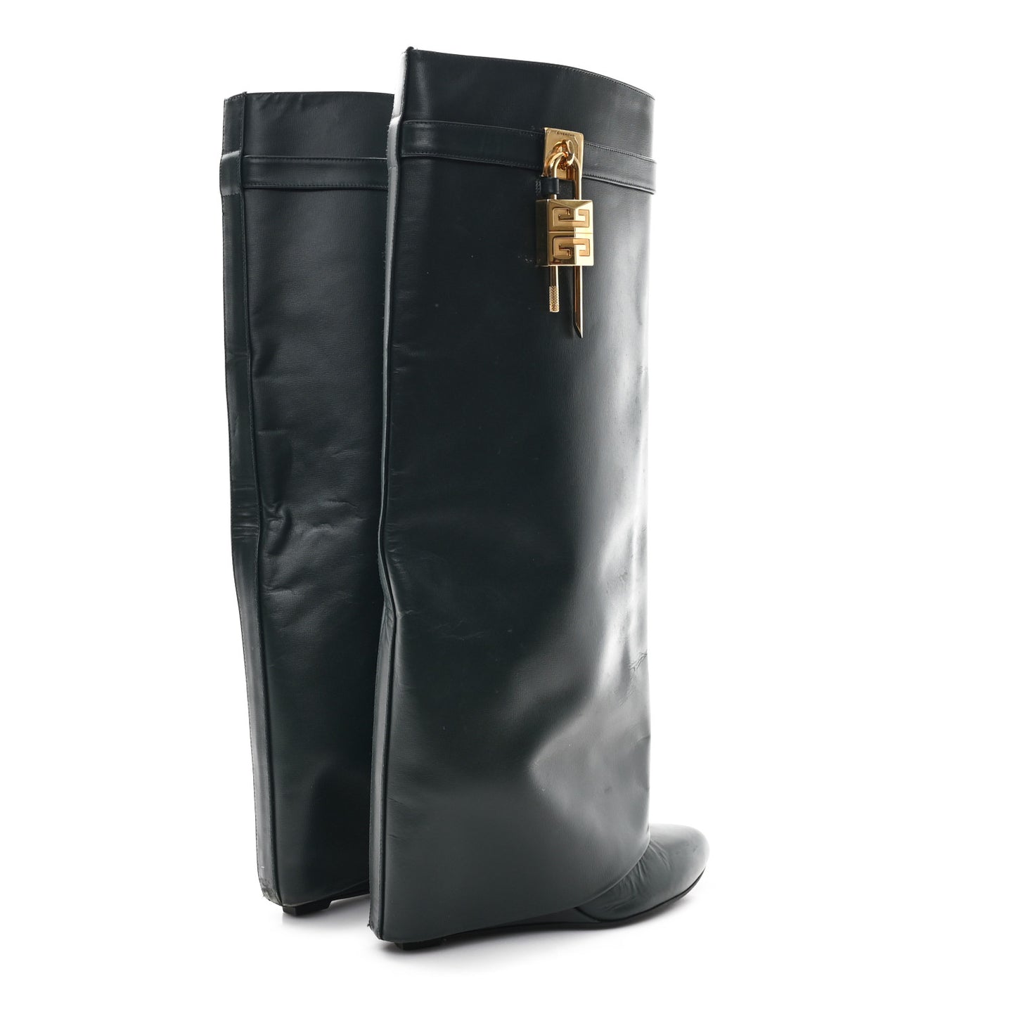 Calfskin Shark Lock Pant Boots 38.5 Green