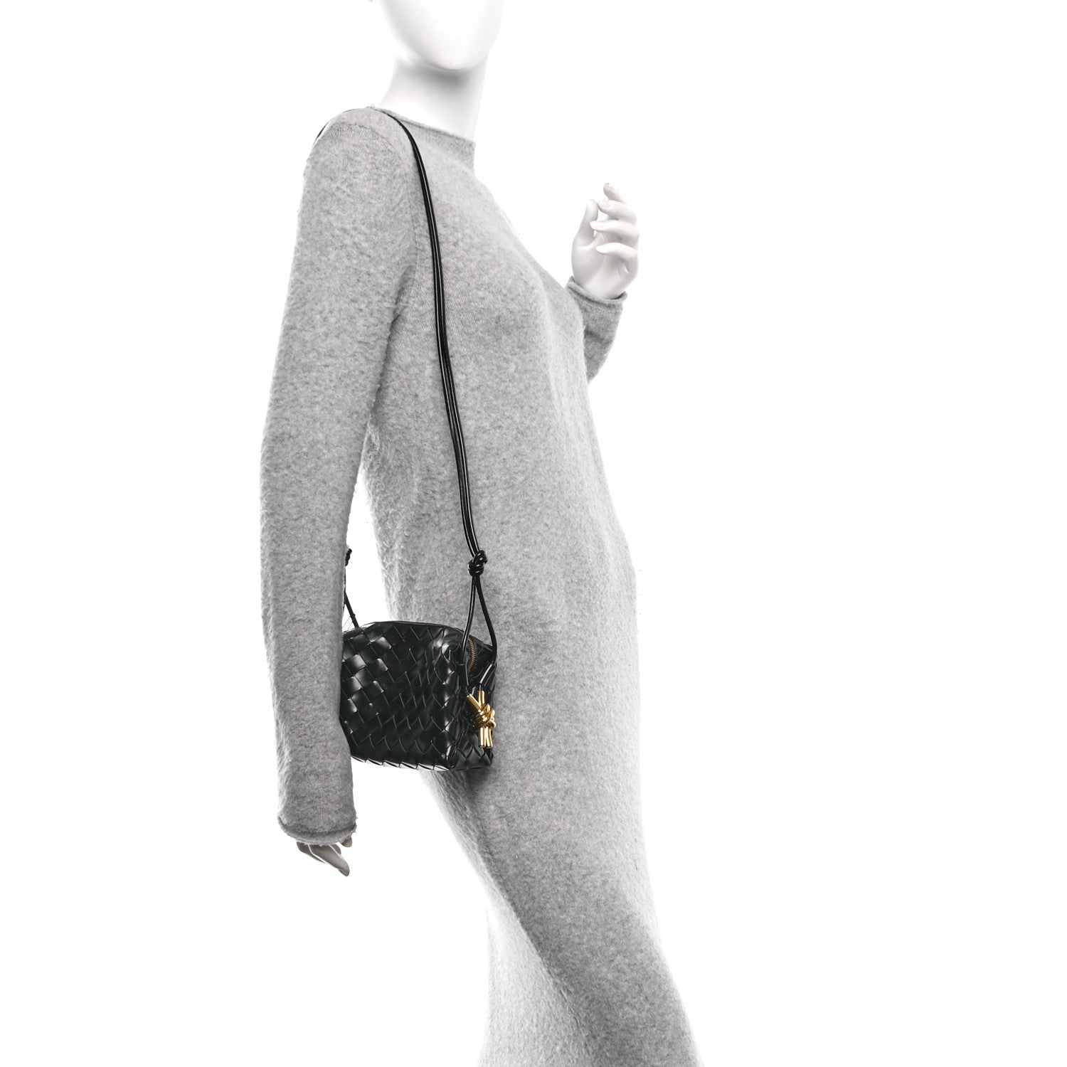 Bottega Veneta Polished Nappa Intrecciato Metallic Knot Mini Loop Camera Bag Black 2 of 9