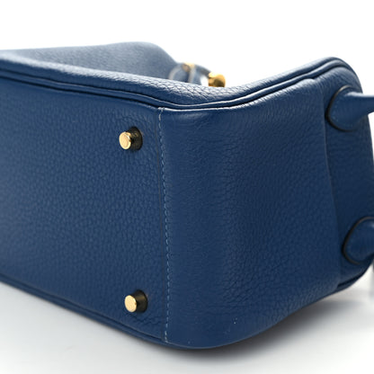 Hermes Taurillon Clemence Mini Lindy 20 Deep Bleu 9 of 10