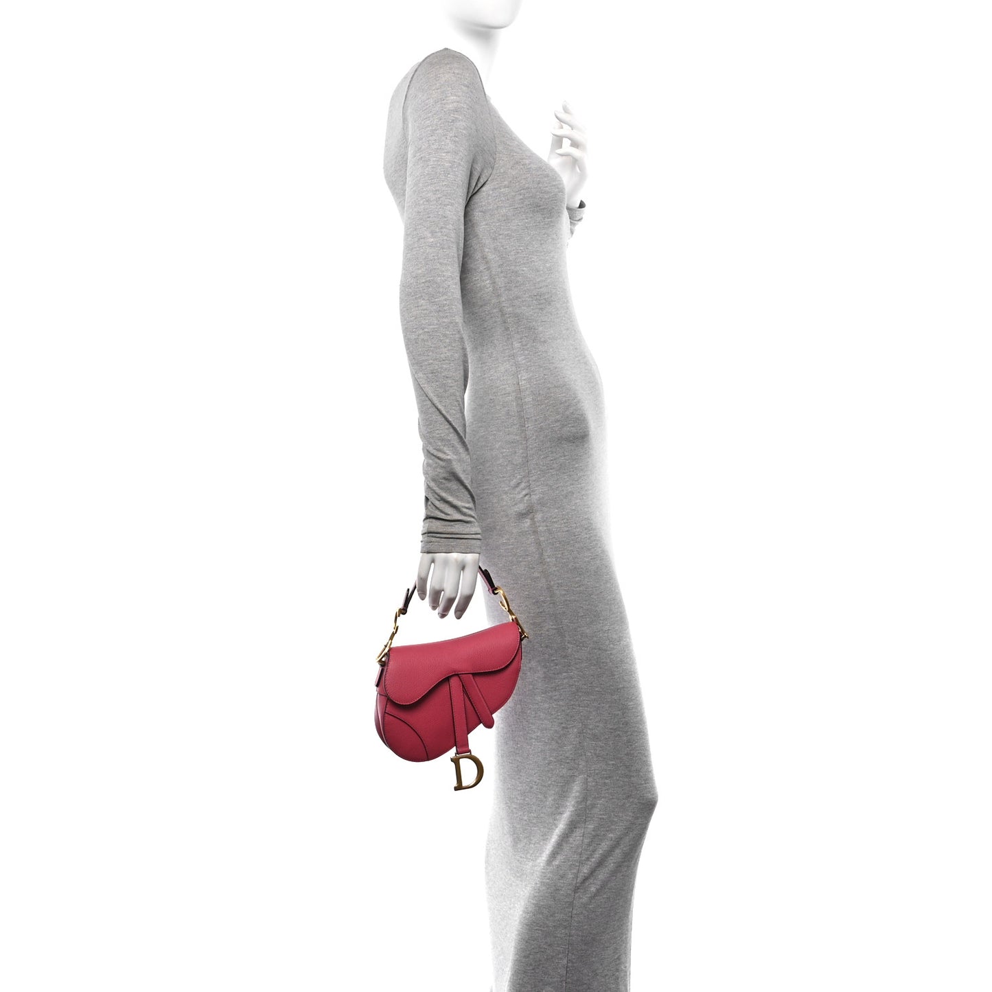 Grained Calfskin Mini Saddle Bag Pink