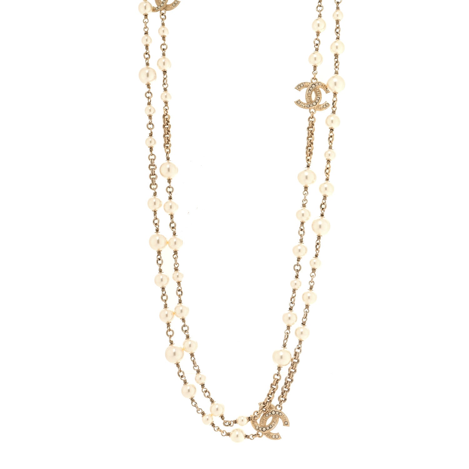 Chanel Pearl CC Long Necklace Gold 1 of 5