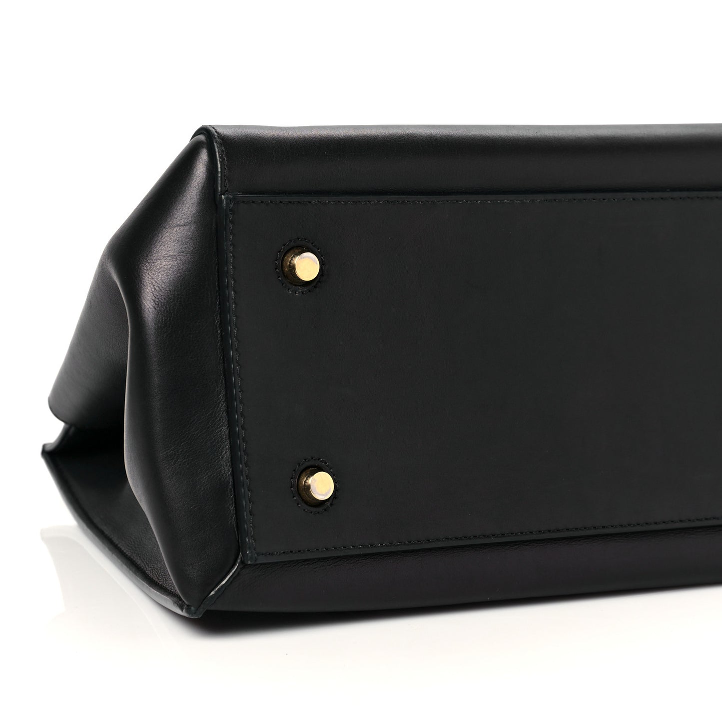 Smooth Calfskin Medium Bi-Color Edge Shoulder Bag Black Navy