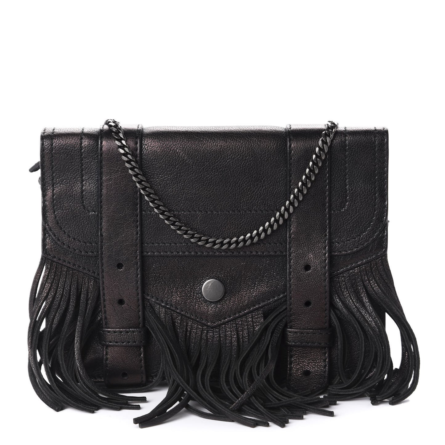 Lambskin Fringe PS1 Chain Wallet Black