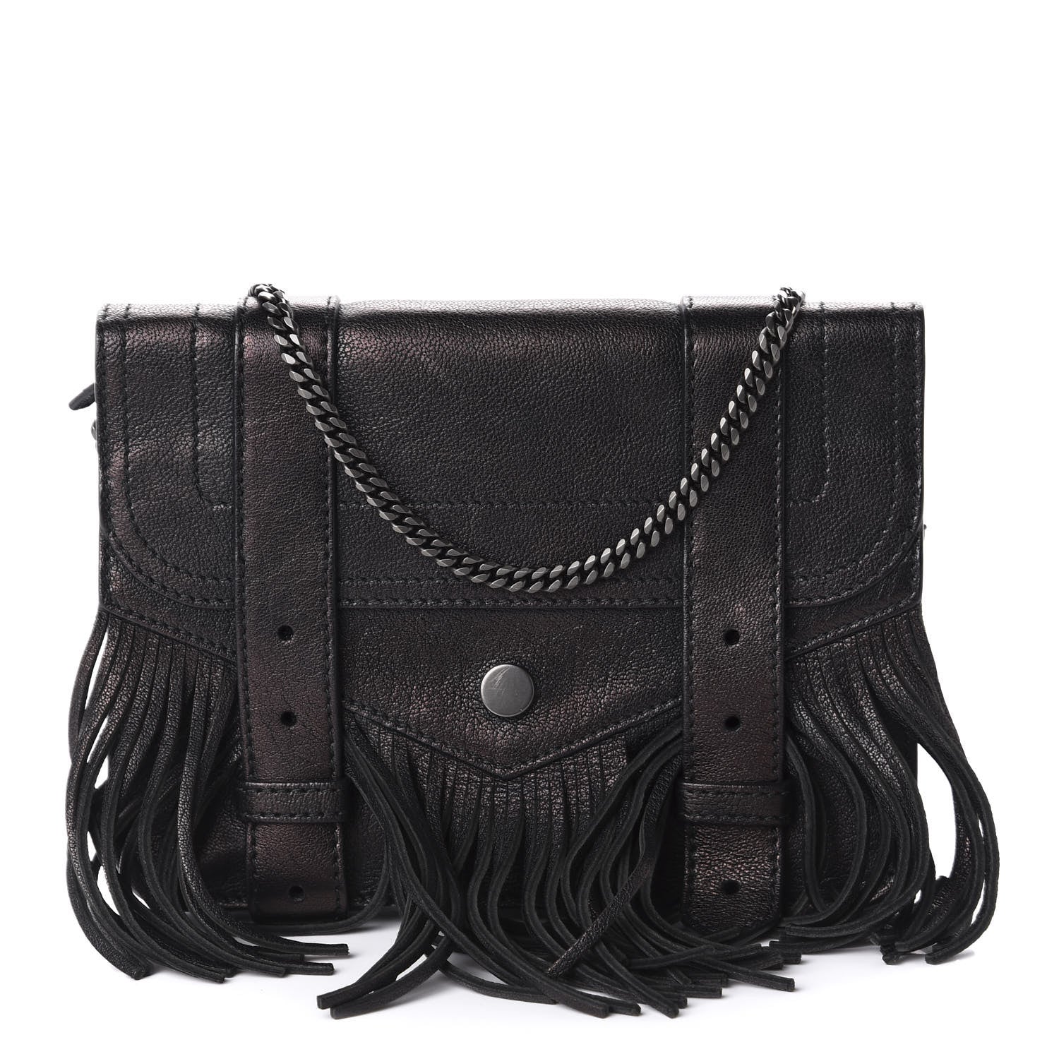 Proenza Schouler Lambskin Fringe PS1 Chain Wallet Black 1 of 10