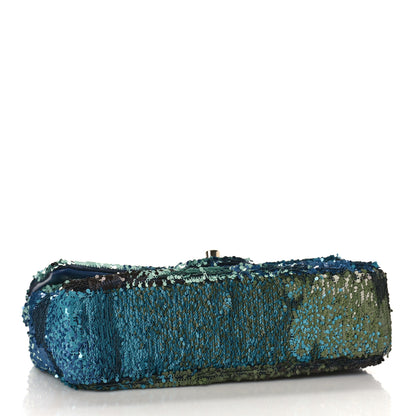 Chanel Shaded Sequins Mini Flap Light Green Dark Brown White Blue 4 of 10