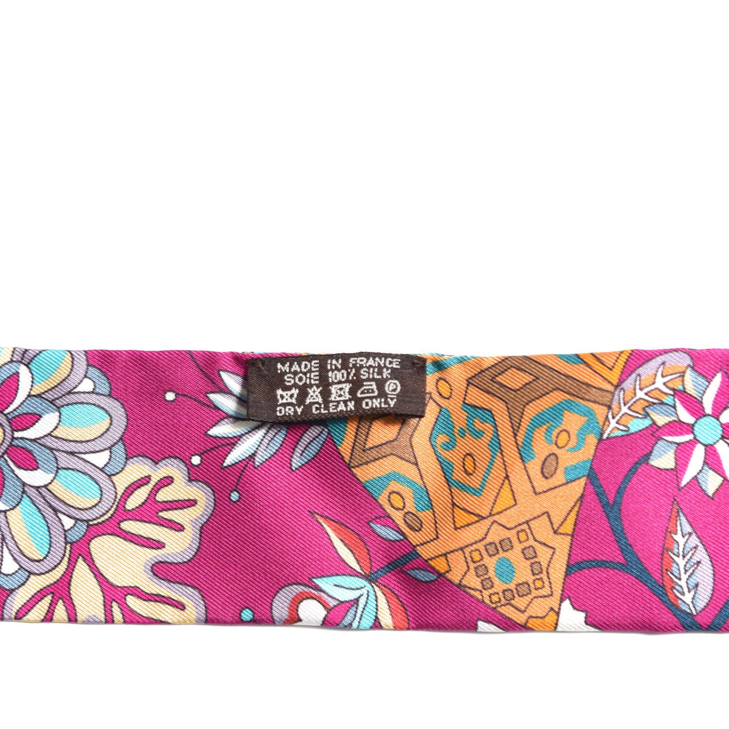 Silk Fleurs et Papillons de Tissus Twilly Fuchsia Turquoise Beige