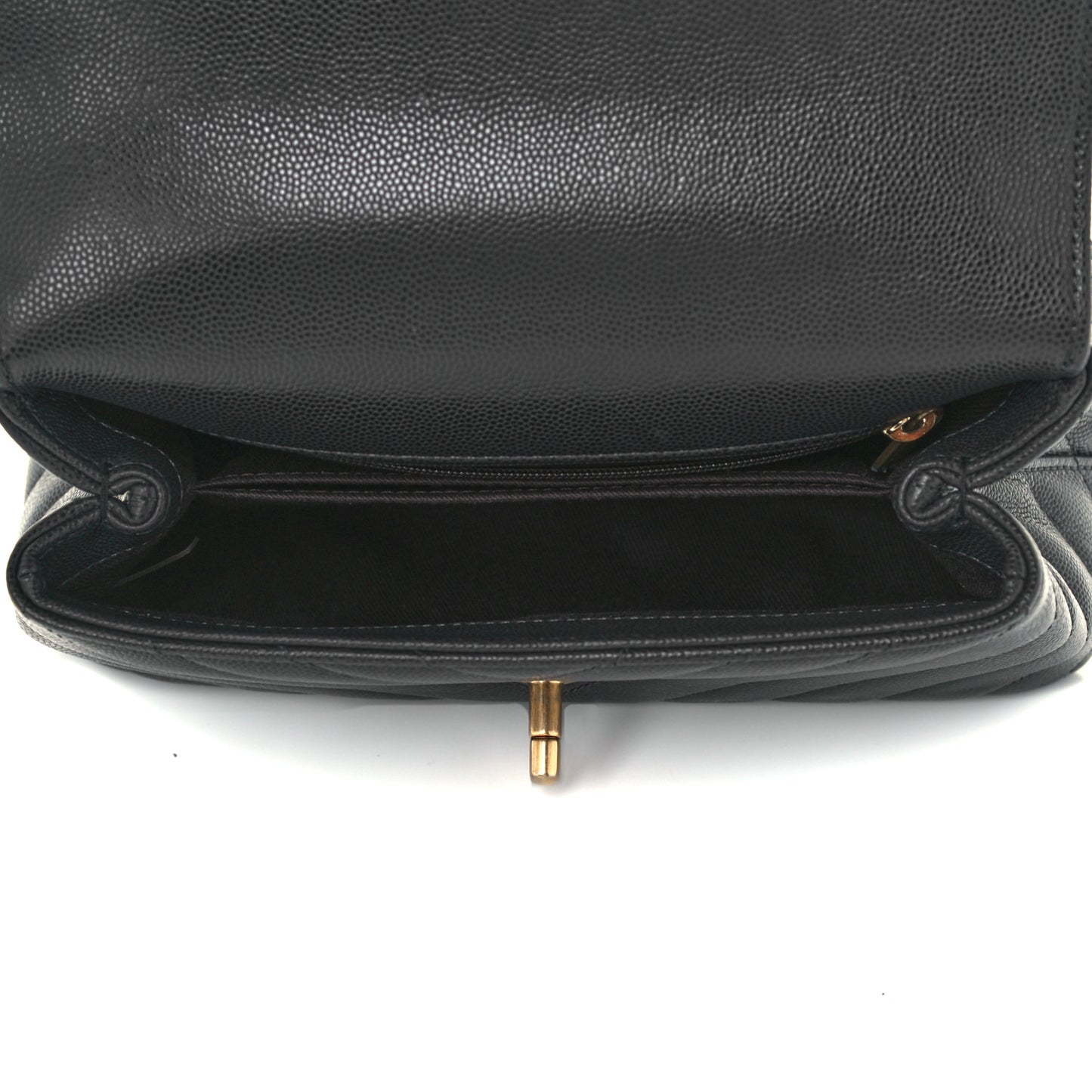 Caviar Chevron Quilted Mini Coco Handle Flap Dark Grey