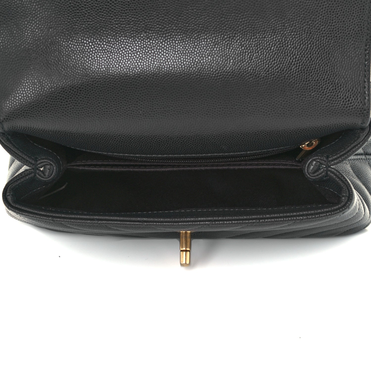 Chanel Caviar Chevron Quilted Mini Coco Handle Flap Dark Grey 5 of 12