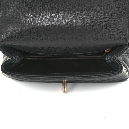 Chanel Caviar Chevron Quilted Mini Coco Handle Flap Dark Grey 5 of 12